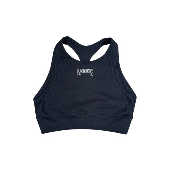 Darc Sport SHE High Neck Sports Bra Racerback Wolf Logo Compression Gym Black S - Picture 1 of 6